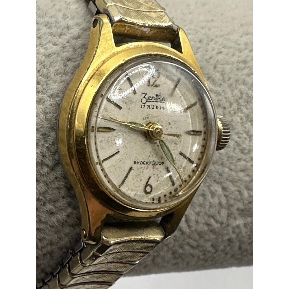 Zentra Womens Gold Plated Watch Manual Wind 22MM 6" Shockproof Y - Picture 3 of 8